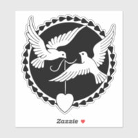 Love Birds Black White Custom Cut Vinyl Sticker