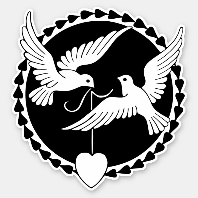 Love Birds Black White Custom Cut Vinyl Sticker