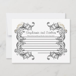 Love Birds Black/White Wedding Advice Card