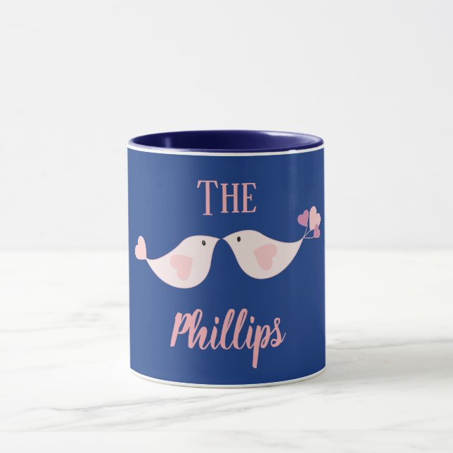 Love birds blue and pink mug (Center)