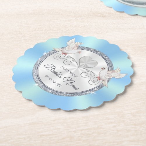 Love Birds Blue Bridal Shower Coasters Favors