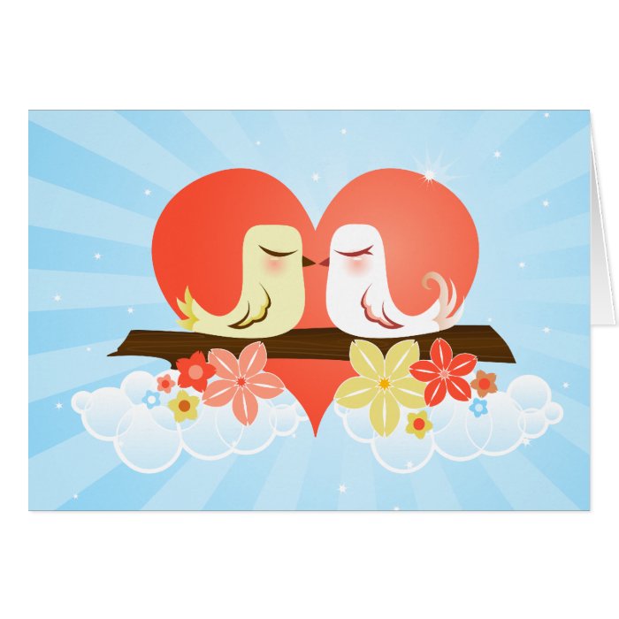 Love Birds   Blue Greeting Card