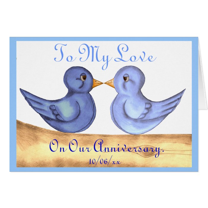Love Birds (Blue) Greeting Card