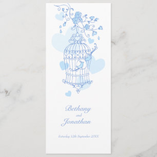 Love birds blue spring wedding program