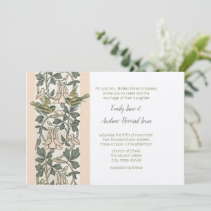 Love Birds Blush Pink HoneySuckle Floral Wedding Invitation