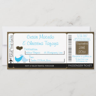Love Birds Boarding Pass Wedding Invitation