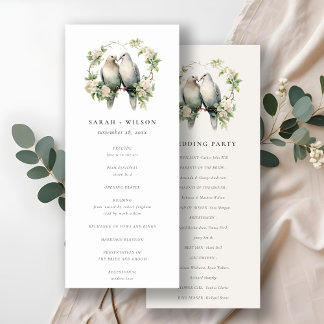 Love Birds Botanical Wreath Wedding Program