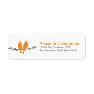 Love Birds Branch Return Address Labels (orange)