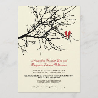 Love Birds Branch Wedding Invitation (black)