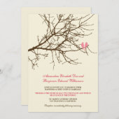 Love Birds Branch Wedding Invitation (brown/pink) (Front/Back)