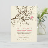 Love Birds Branch Wedding Invitation (brown/pink) (Standing Front)