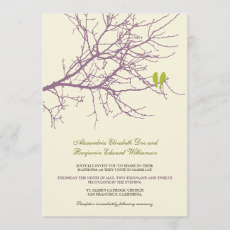 Love Birds Branch Wedding Invitation (lavender)
