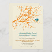 Love Birds Branch Wedding Invitation (tangerine) (Front/Back)