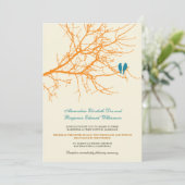 Love Birds Branch Wedding Invitation (tangerine) (Standing Front)