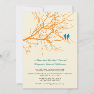 Love Birds Branch Wedding Invitation (tangerine)
