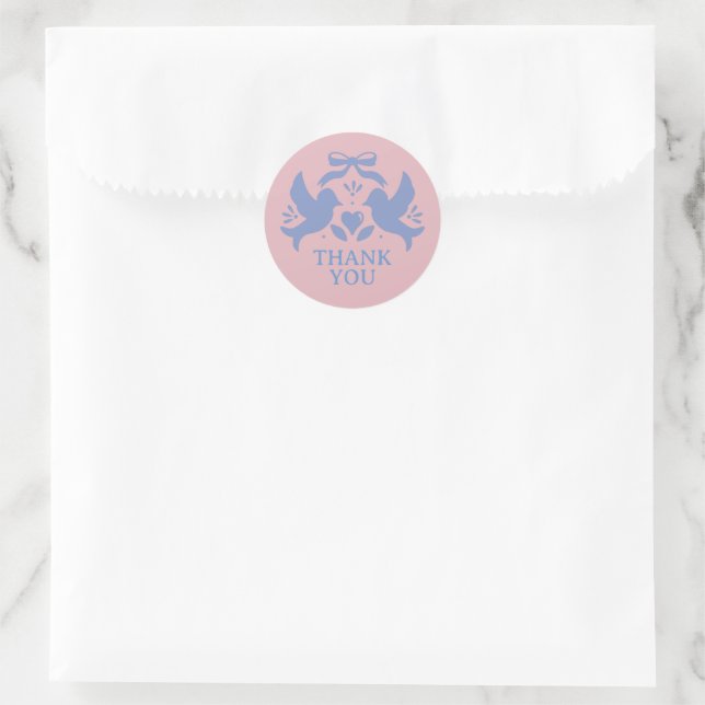 Love Birds Bridal Shower Classic Round Sticker (Bag)