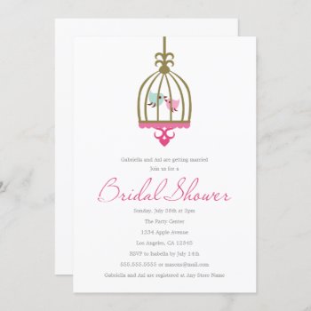 Love Birds | Bridal Shower Invitation by PinkMoonPaperie at Zazzle