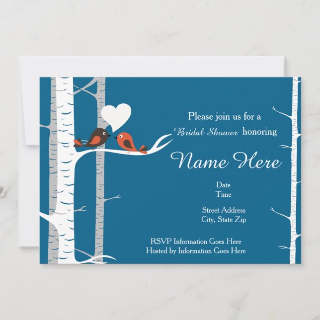 Love Birds Bridal Shower or Rehearsal Invitation (Front)