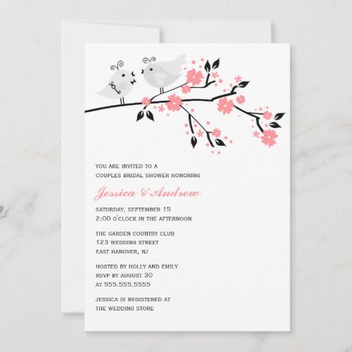 Love Birds Bridal Shower pink Invitation