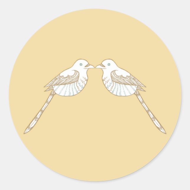 Love Birds Brown/Tan Wedding Envelope Seal (Front)