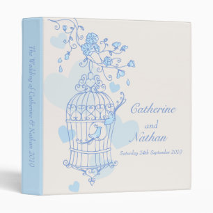 Love birds cage blue wedding folder