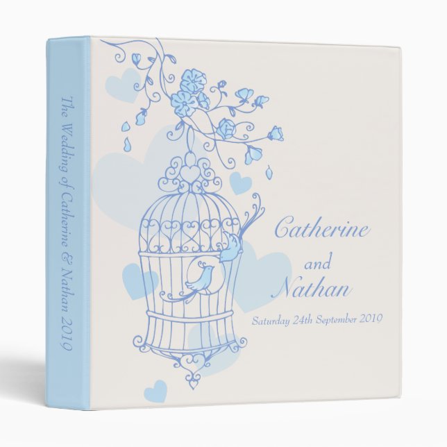 Love birds cage blue wedding folder (Front/Spine)