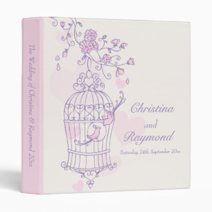 Love birds cage purple pink wedding folder