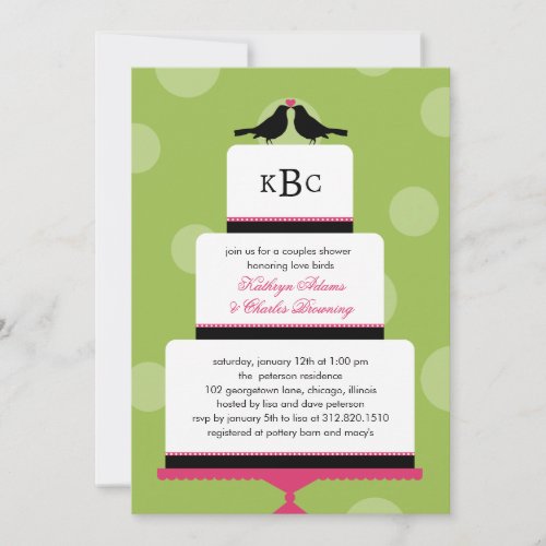 Love Birds Cake Wedding Shower Invitation