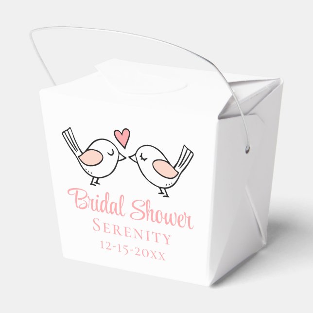  Love Birds Cartoon Pink Lovebirds Bridal Shower   Favor Boxes (Back Side)