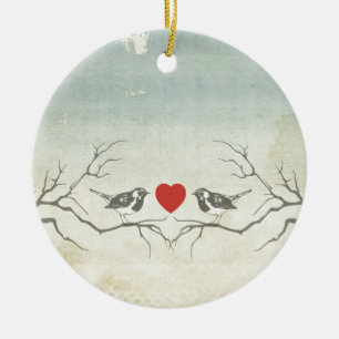 Love Birds Ceramic Ornament
