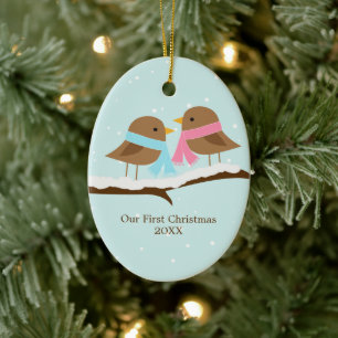 Love Birds Ceramic Ornament