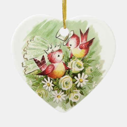 Love Birds Ceramic Ornament