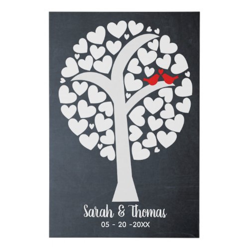 Love Birds Chalkboard Wedding or Anniversary Guest Faux Canvas Print