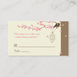 Love Birds Cherry Blossom Name Cards