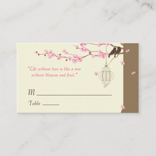 Customizable Love Birds Cherry Blossom Name Cards Business Card Template
