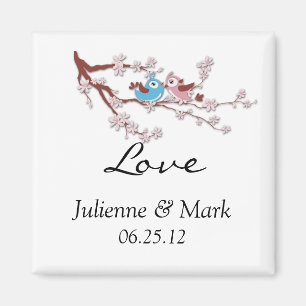 Love Birds Cherry Blossoms Wedding Magnet