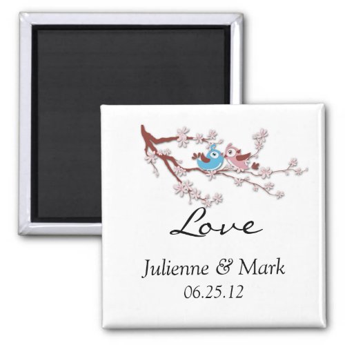 Love Birds Cherry Blossoms Wedding Magnet