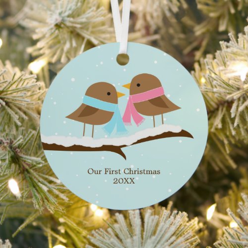 Love Birds Christmas Metal Ornament