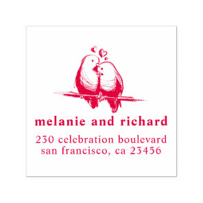 Love Birds Classic Wedding Names & Return Address Self-inking Stamp