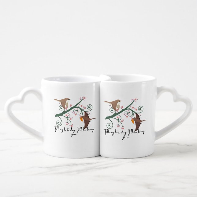 Love birds coffee mug set (Front Nesting)