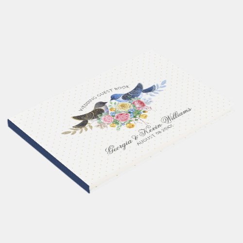 Love Birds  Colorful Flowers Bouquet Guest Book