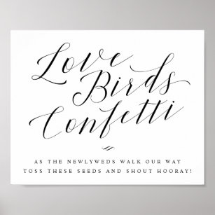 Love Birds Confetti Seeds Calligraphy Wedding Sign