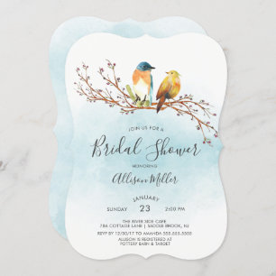 Love Birds Couple Bridal Shower Invitation
