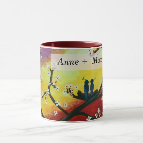 Love Birds Custom Couple Names Mug