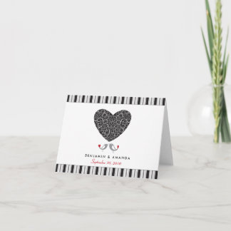 Love Birds Custom Striped Thank You Card (black)