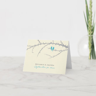 Love Birds Custom Thank You Card (aqua)