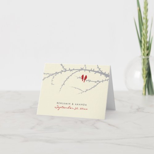 Love Birds Custom Thank You Card cranberry