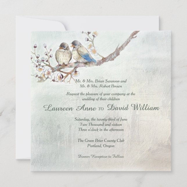 Love Birds Custom Wedding Invitation (Front)