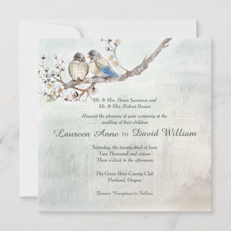 Love Birds Custom Wedding Invitation Zazzle