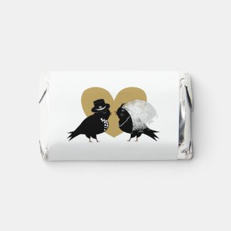Love Birds Cute Elegant Black White Gold